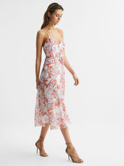 Reiss Dresses | Pippa Floral Printed Midi Dress Pale Pink - Women
