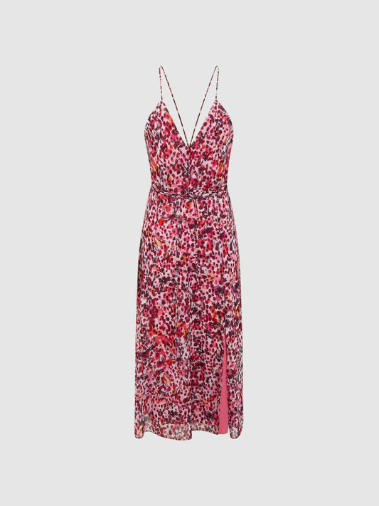 Reiss Dresses | Pippa Floral Printed Midi Dress Pink - Women