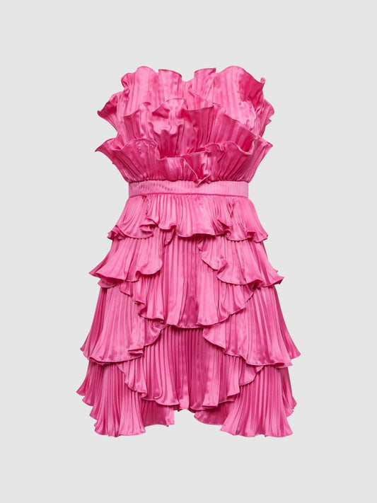 Reiss Dresses | Reed Amur Strapless Ruffle Mini Dress Ivory - Women