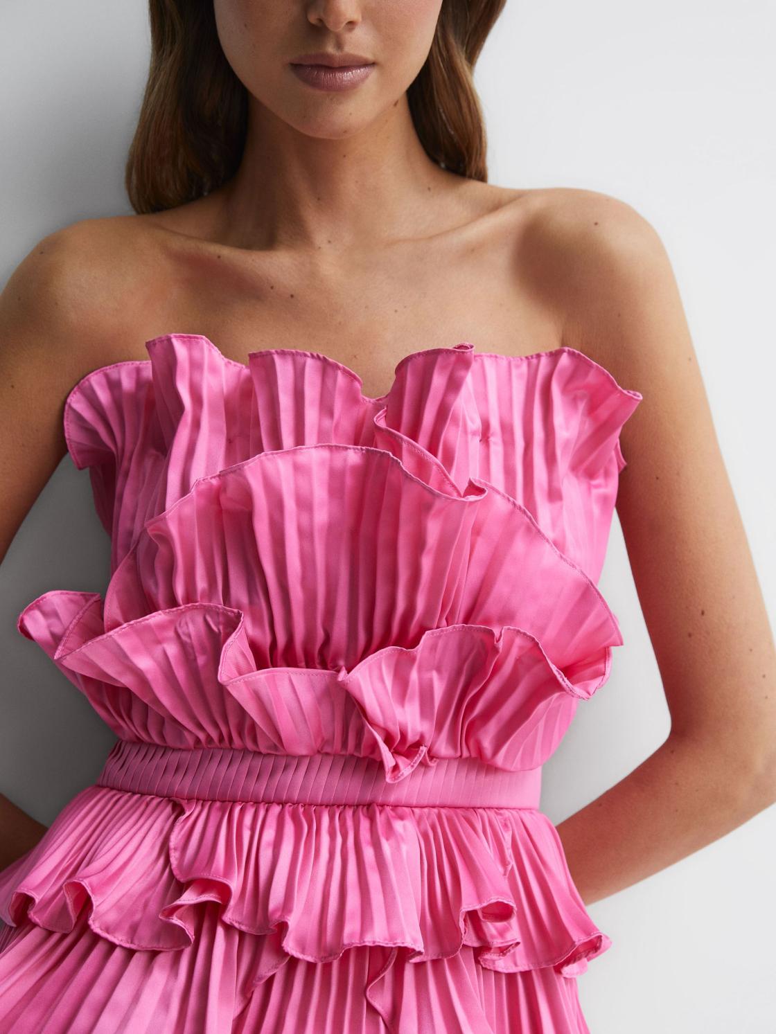 Reiss Dresses | Reed Amur Strapless Ruffle Mini Dress Ivory - Women