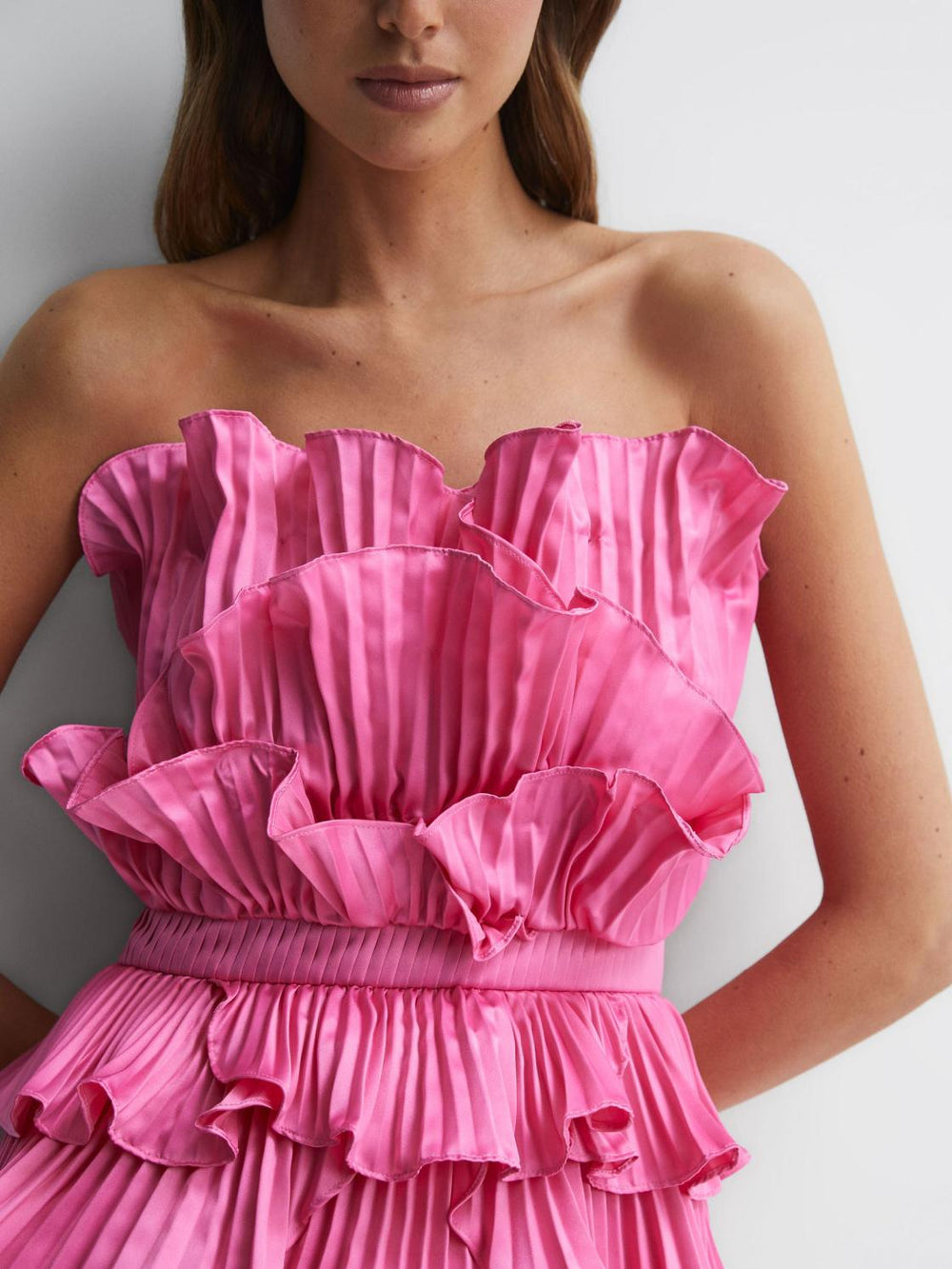 Reiss Dresses | Reed Amur Strapless Ruffle Mini Dress Ivory - Women