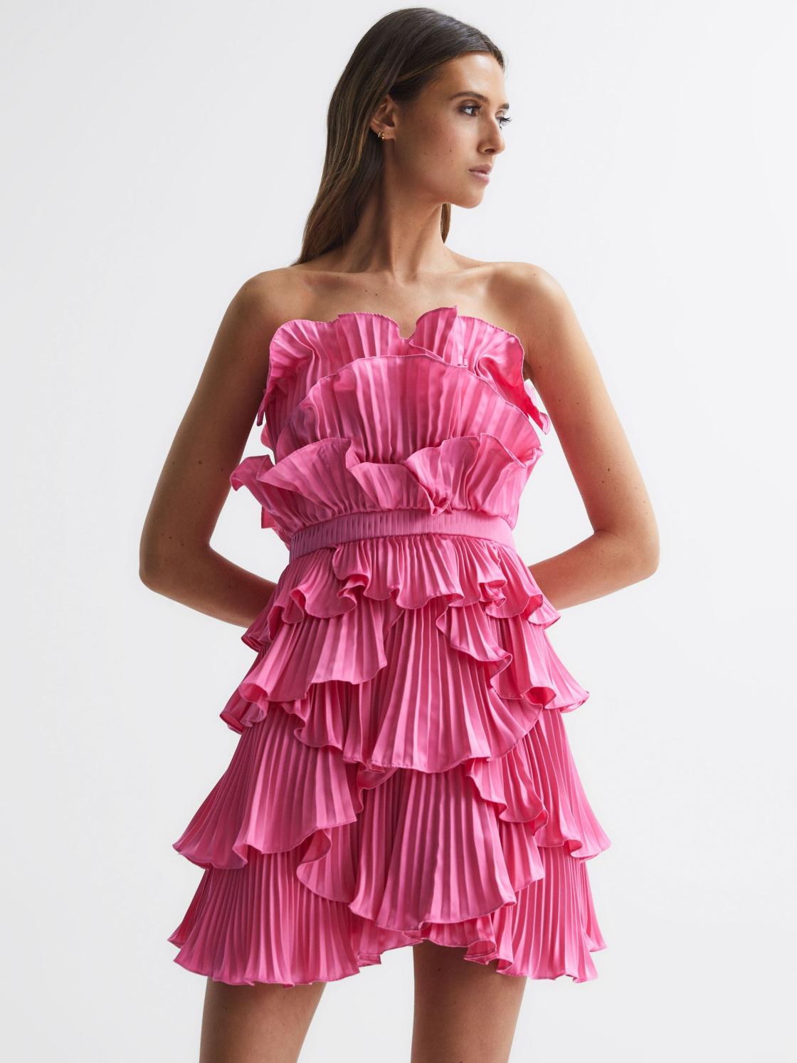 Reiss Dresses | Reed Amur Strapless Ruffle Mini Dress Ivory - Women