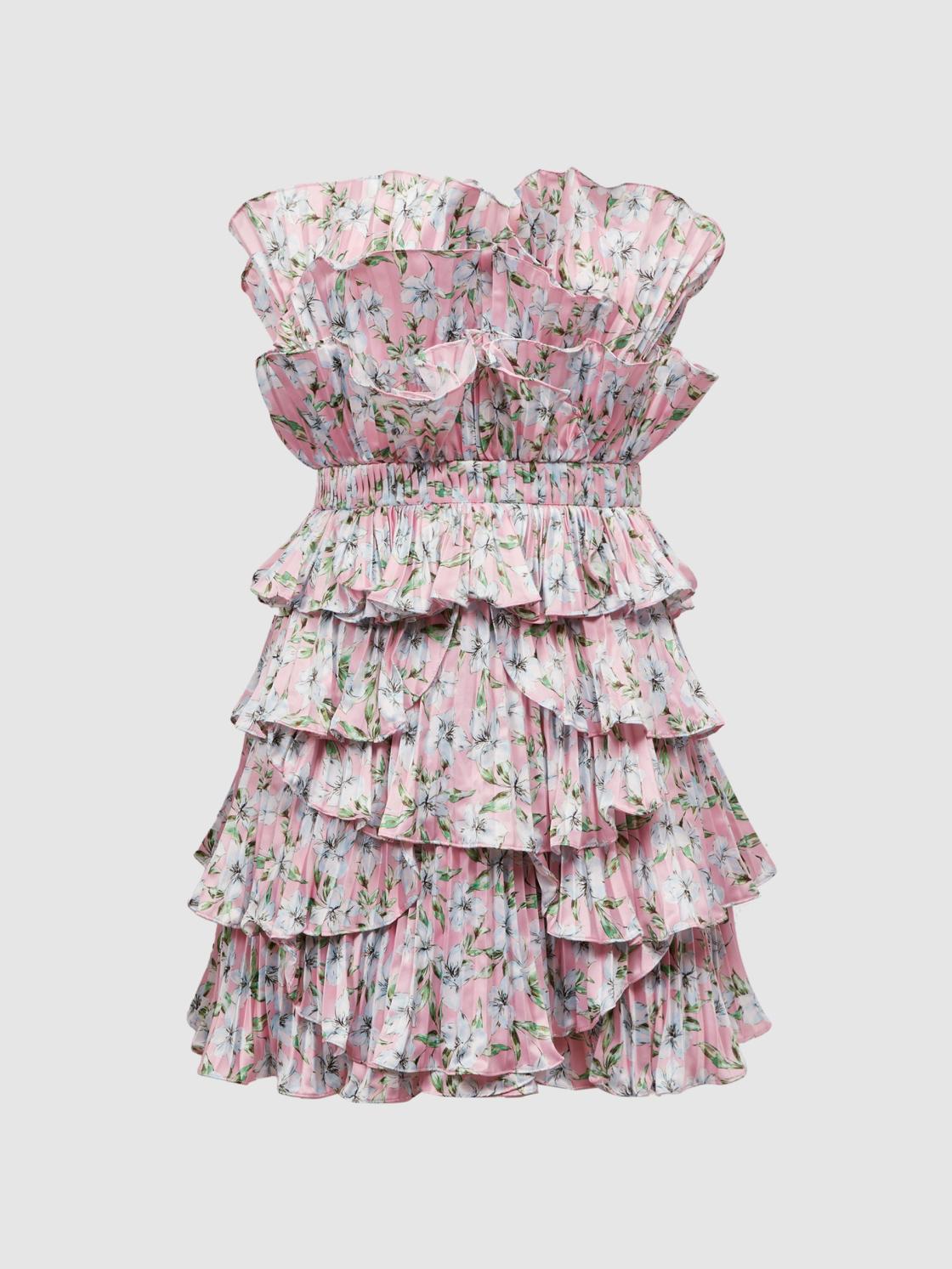 Reiss Dresses | Reed Amur Strapless Ruffle Mini Dress Rosewater Posey - Women