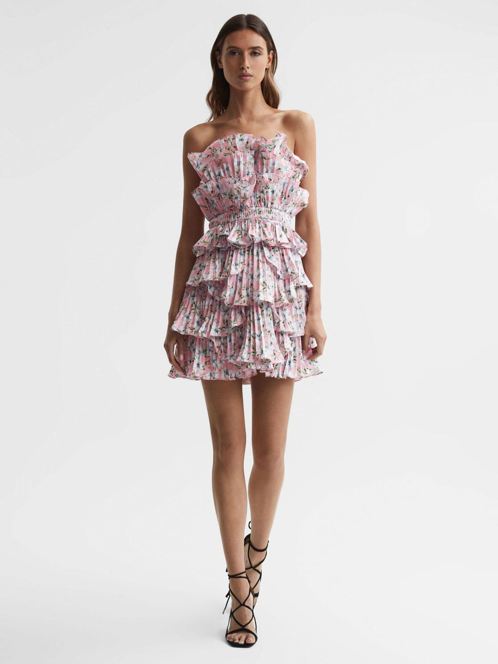 Reiss Dresses | Reed Amur Strapless Ruffle Mini Dress Rosewater Posey - Women