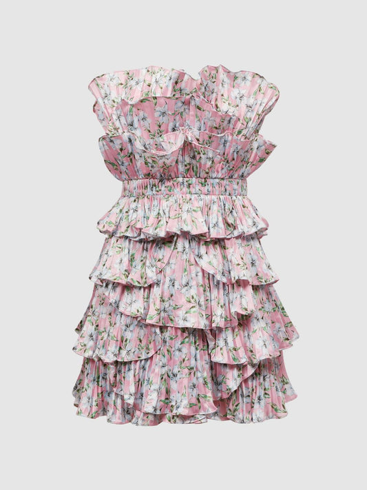 Reiss Dresses | Reed Amur Strapless Ruffle Mini Dress Rosewater Posey - Women