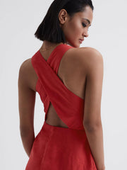 Reiss Dresses | Rhoda Cotton-Linen Midi Dress Ivory - Women