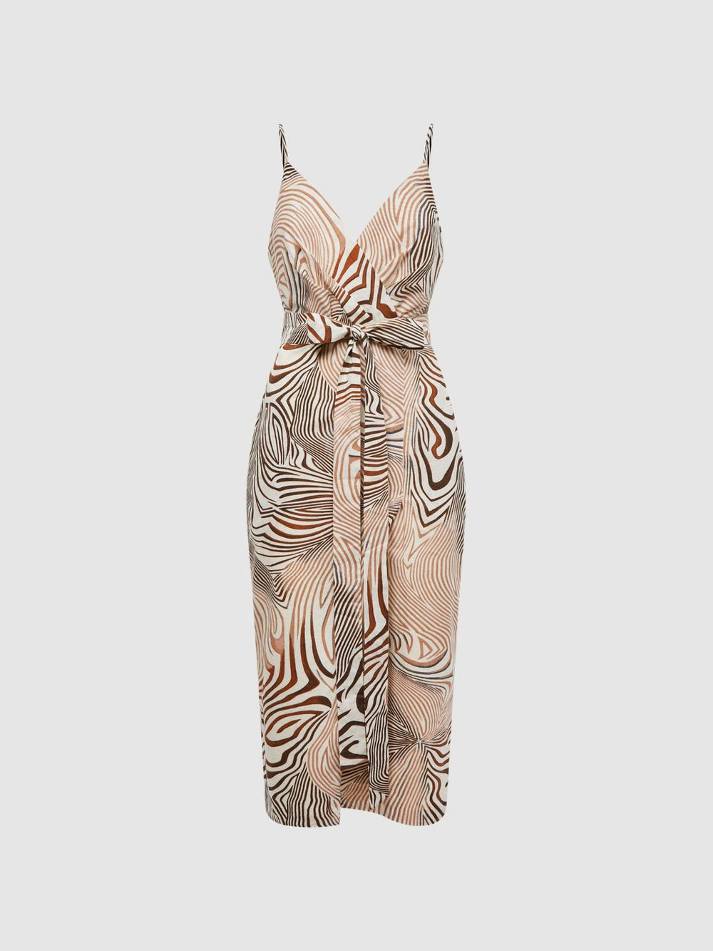 Reiss Dresses | Rosie Fitted Animal Print Midi Dress Brown/white - Women