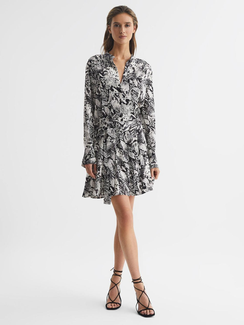 Reiss Dresses | Scarlett Animal Print Mini Dress Black/white - Women