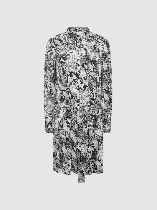Reiss Dresses | Scarlett Animal Print Mini Dress Black/white - Women