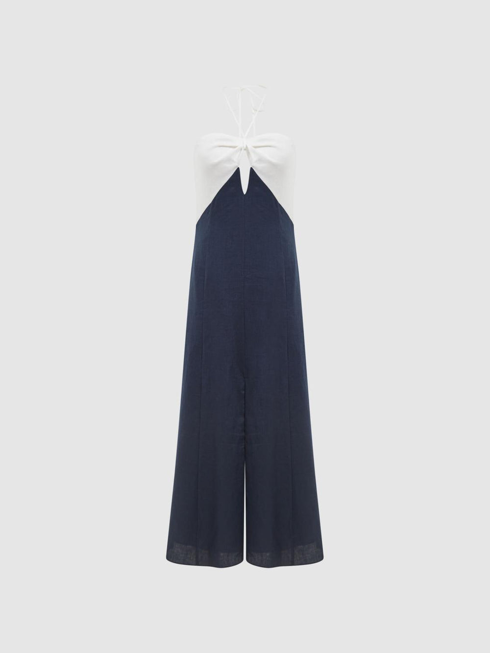 Reiss Dresses | Sian Linen Colour Block Midi Dress Navy/white - Women