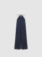 Reiss Dresses | Sian Linen Colour Block Midi Dress Navy/white - Women