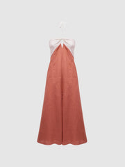 Reiss Dresses | Sian Linen Colour Block Midi Dress Rust/white - Women