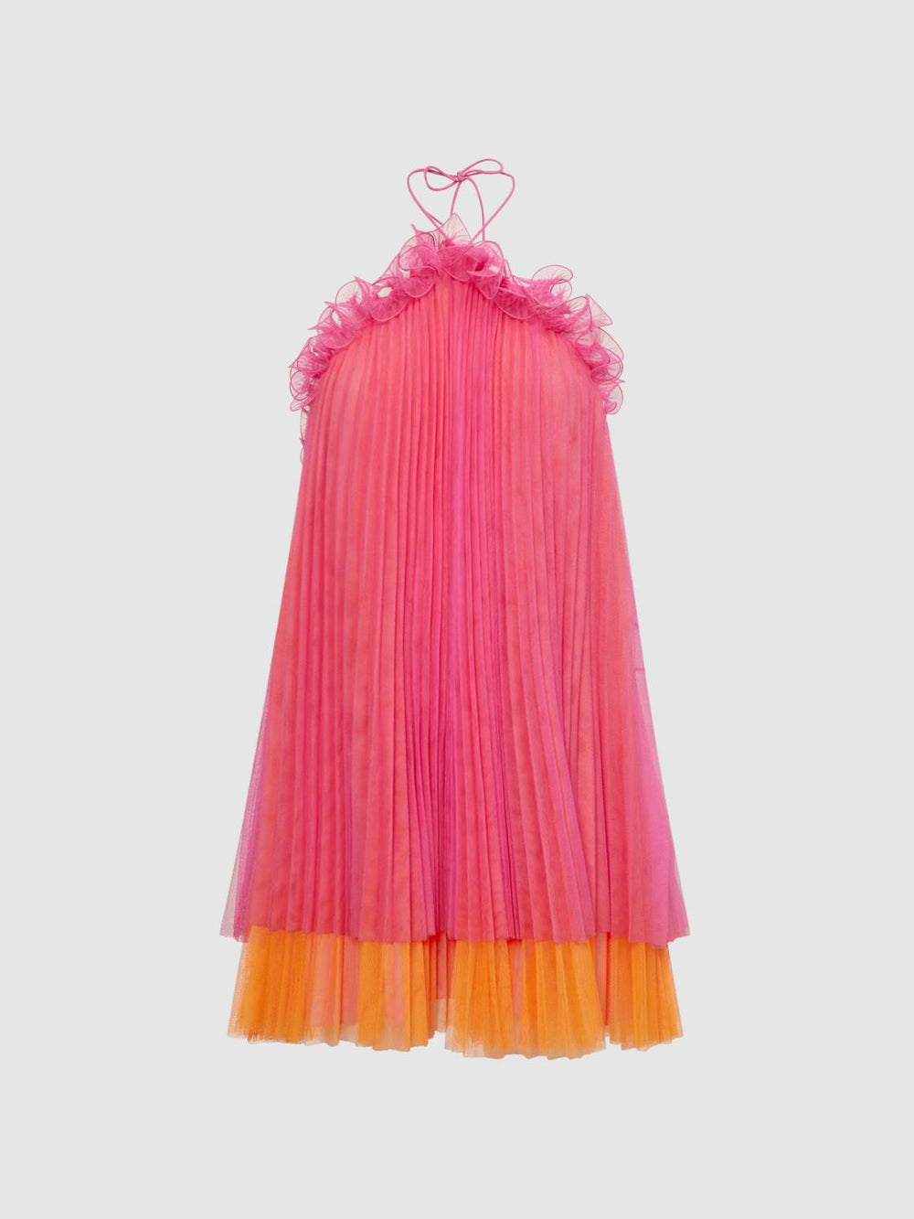 Reiss Dresses | Tate Amur Halter Neck Pleated Mini Dress Orange Punch - Women