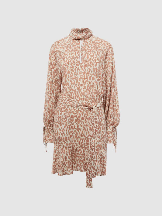 Reiss Dresses | Teya Animal Print Mini Dress Neutral - Women
