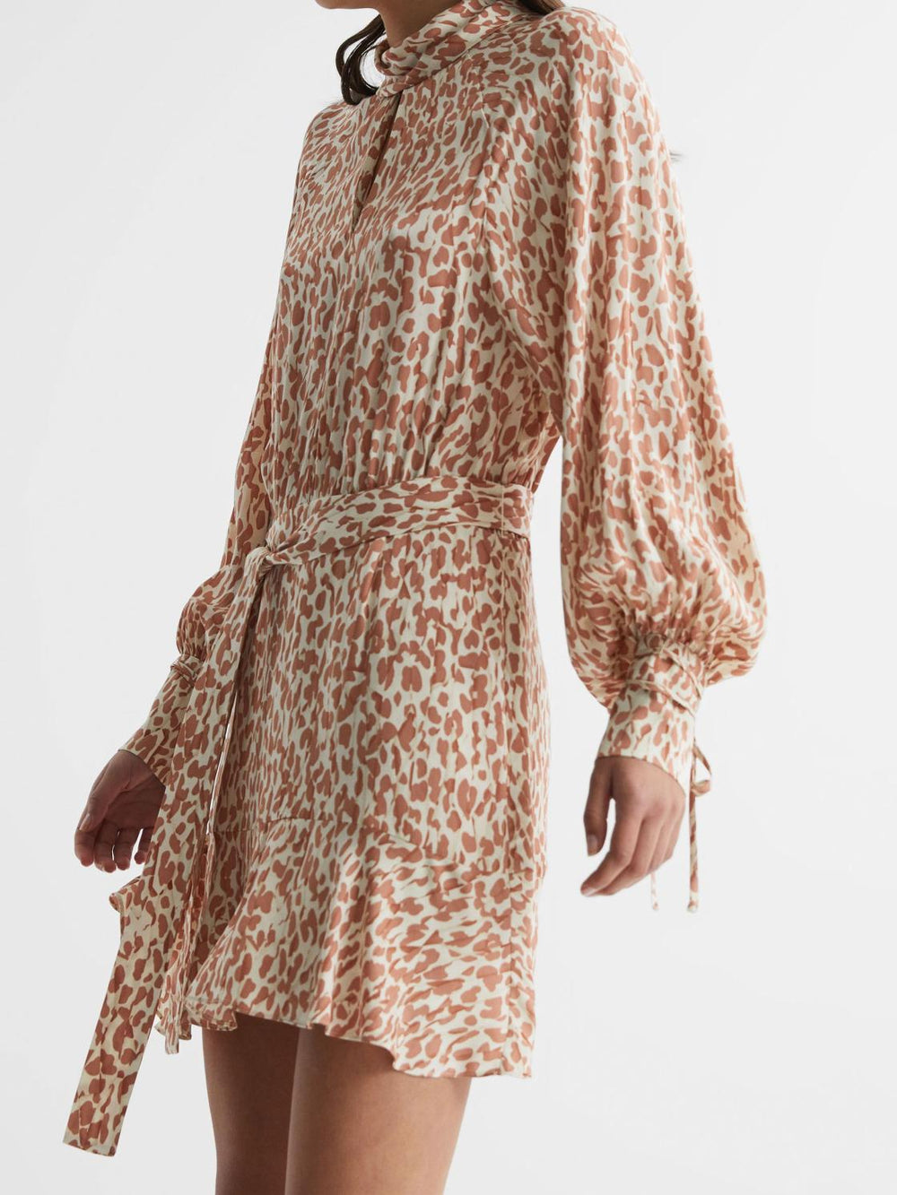 Reiss Dresses | Teya Animal Print Mini Dress Neutral - Women
