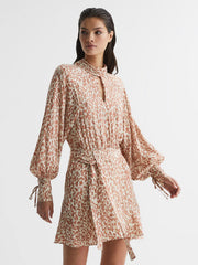 Reiss Dresses | Teya Animal Print Mini Dress Neutral - Women