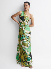 Reiss Dresses | Tina Jungle Print Maxi Dress Green - Women