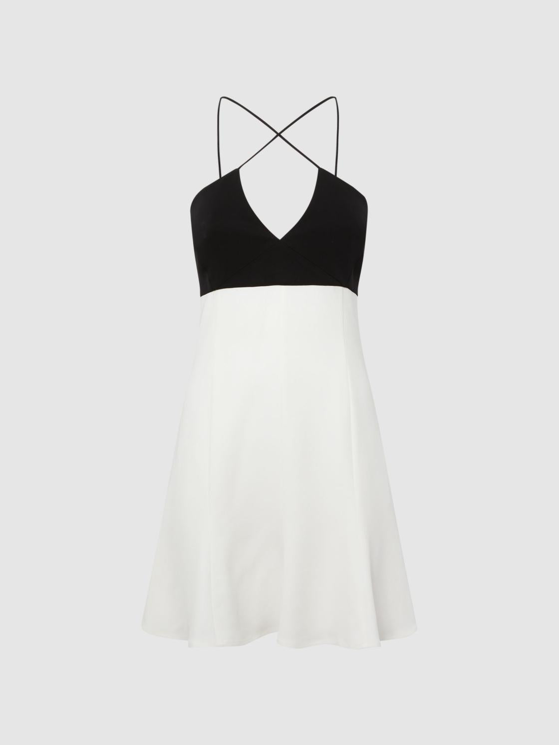 Reiss Dresses | Trina Colourblock Strappy Mini Dress Black/white - Women