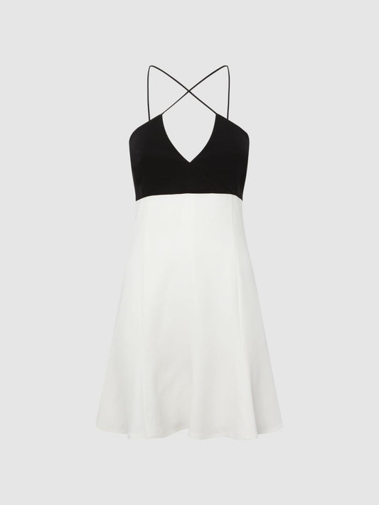 Reiss Dresses | Trina Colourblock Strappy Mini Dress Black/white - Women