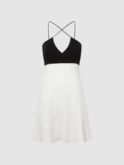 Reiss Dresses | Trina Colourblock Strappy Mini Dress Black/white - Women