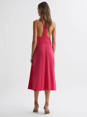 Reiss Dresses | Vienna Halter Neck Cut Out Midi Dress Black/white - Women