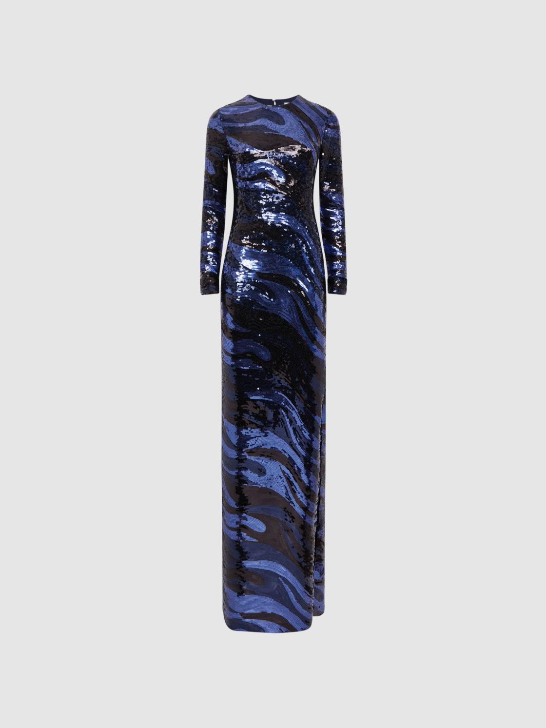 Reiss Dresses | Whitney Halston Sequin Maxi Dress Black Multi - Women