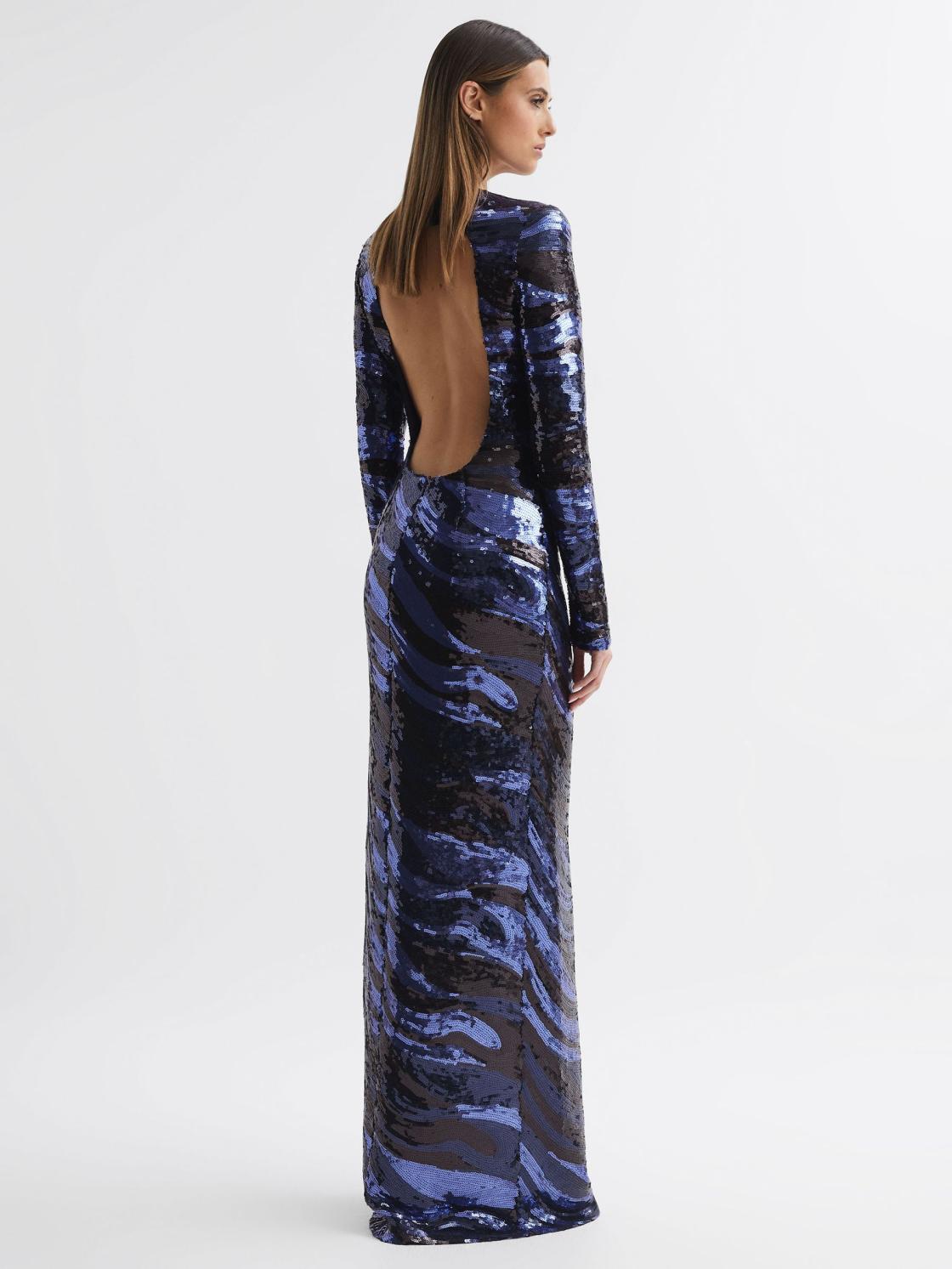 Reiss Dresses | Whitney Halston Sequin Maxi Dress Black Multi - Women
