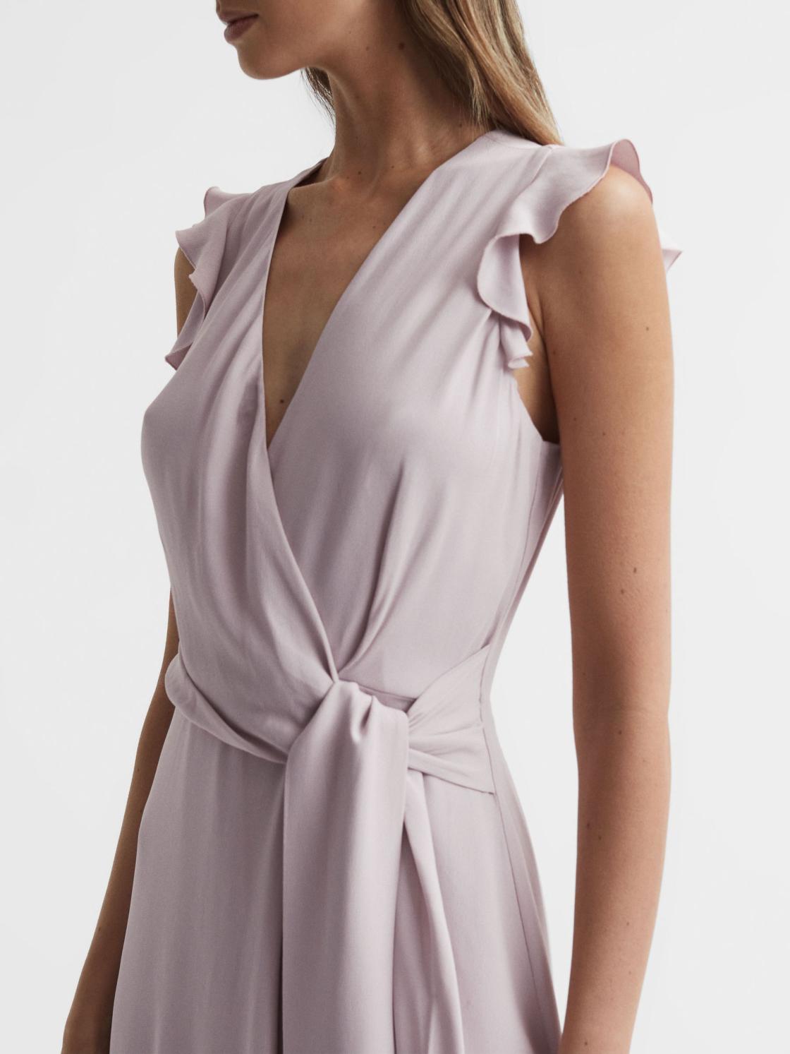 Reiss Dresses | Willow Wrap Tie Midi Dress Lilac - Women