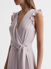 Reiss Dresses | Willow Wrap Tie Midi Dress Lilac - Women