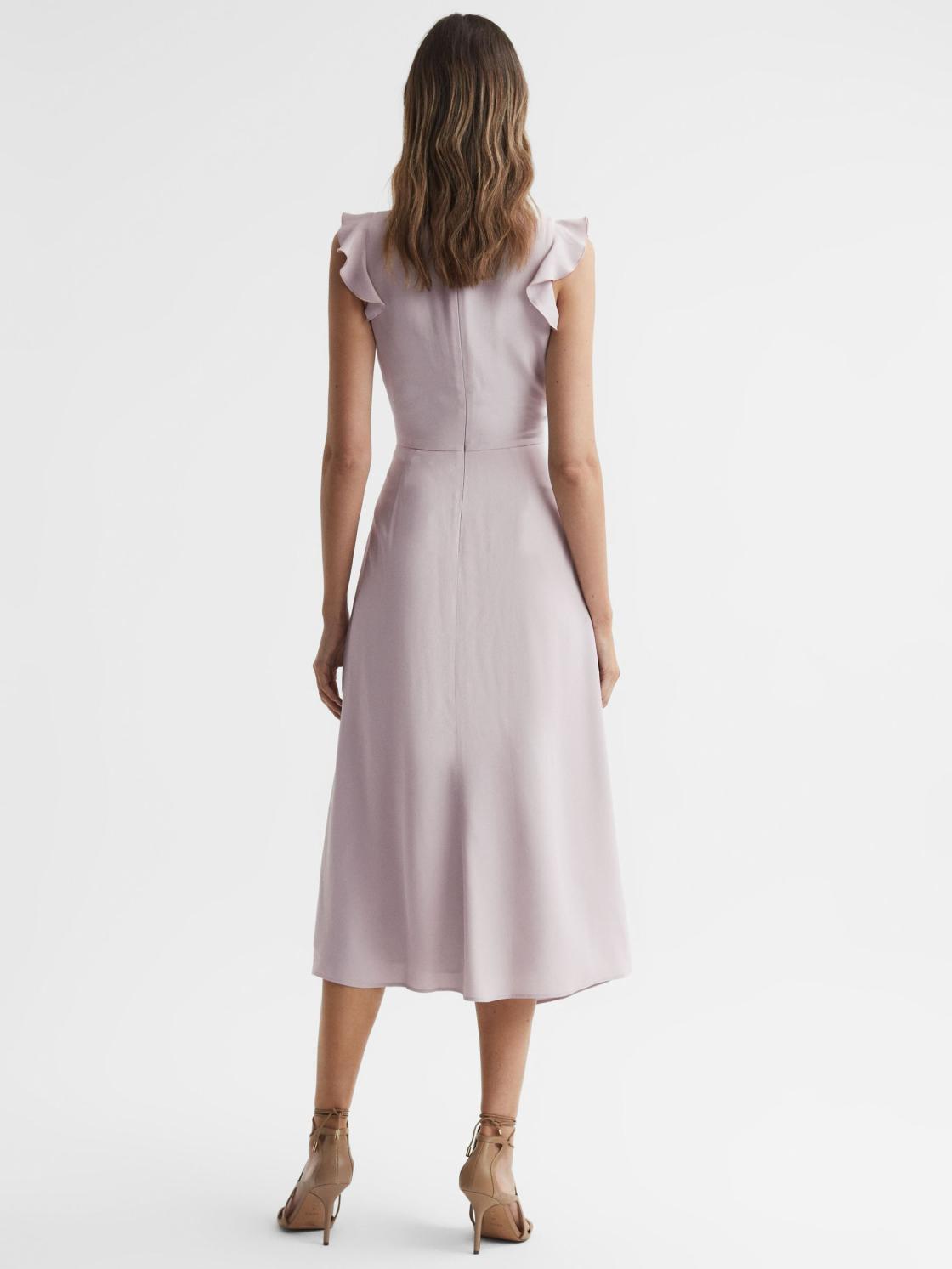 Reiss Dresses | Willow Wrap Tie Midi Dress Lilac - Women