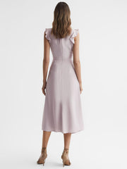 Reiss Dresses | Willow Wrap Tie Midi Dress Lilac - Women