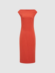 Reiss Dresses | Zaria Off-Shoulder Bodycon Midi Dress Coral - Women