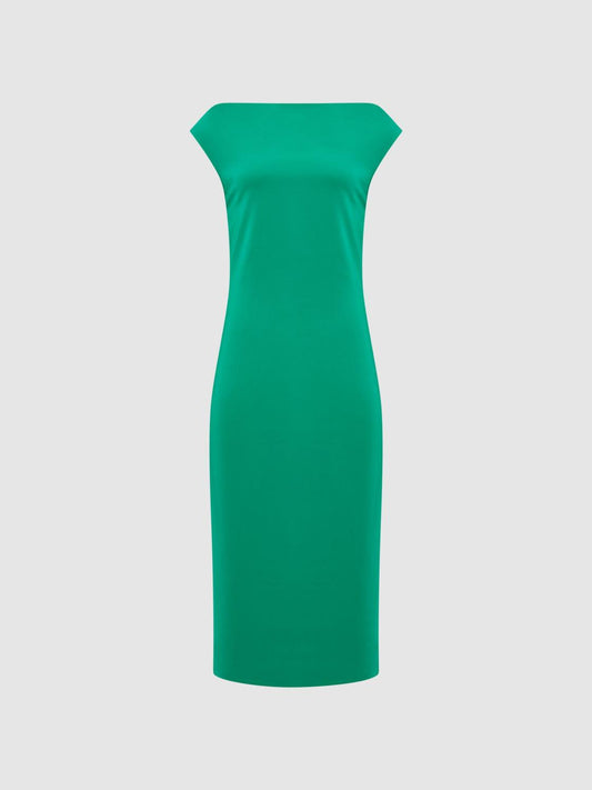 Reiss Dresses | Zaria Off-Shoulder Bodycon Midi Dress Green - Women
