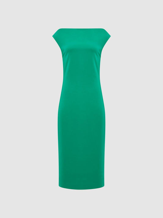 Reiss Dresses | Zaria Off-Shoulder Bodycon Midi Dress Green - Women