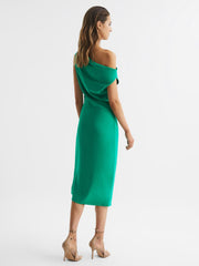 Reiss Dresses | Zaria Off-Shoulder Bodycon Midi Dress Green - Women