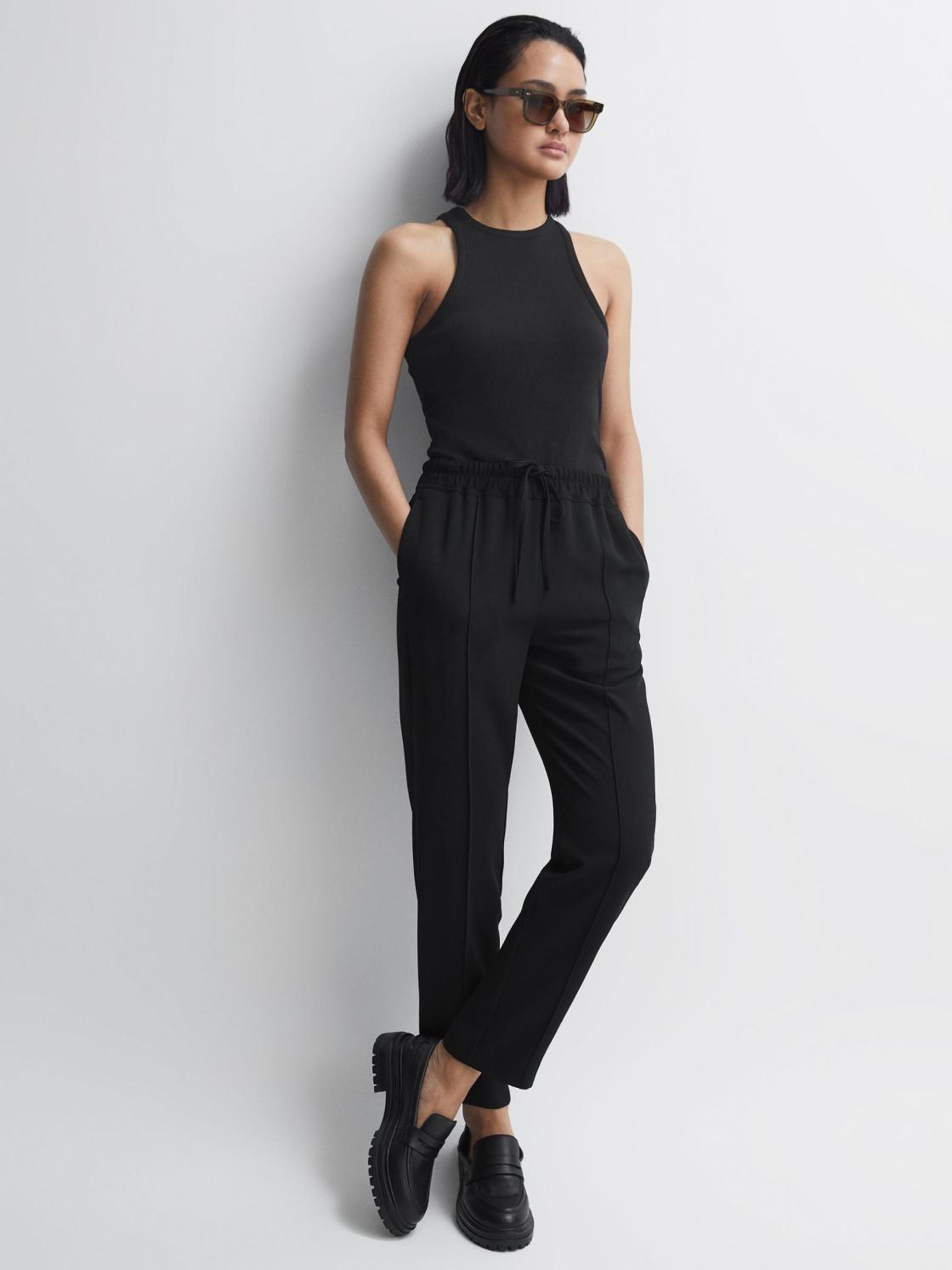 Reiss Flats | Adele Leather Chunky Cleated Loafers Black - Women