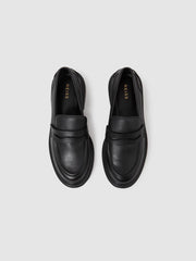 Reiss Flats | Adele Leather Chunky Cleated Loafers Black - Women