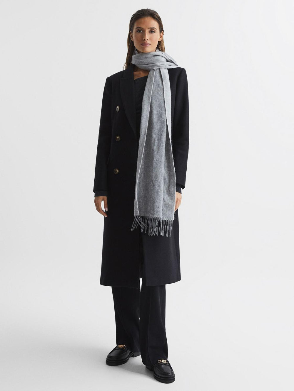 Reiss Flats | Charlotte Leather Loafers Black - Women