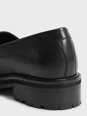 Reiss Flats | Charlotte Leather Loafers Black - Women