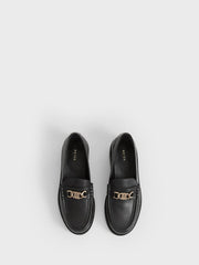 Reiss Flats | Charlotte Leather Loafers Black - Women