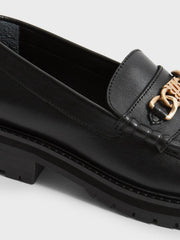 Reiss Flats | Charlotte Leather Loafers Black - Women