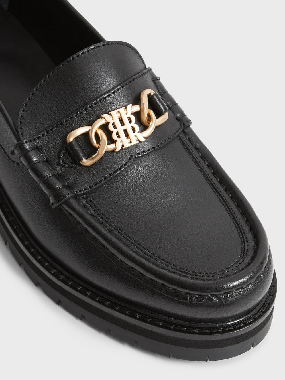 Reiss Flats | Charlotte Leather Loafers Black - Women