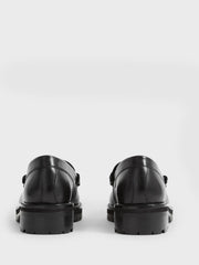 Reiss Flats | Charlotte Leather Loafers Black - Women