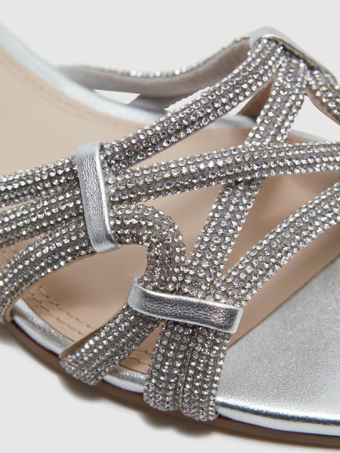 Reiss Flats | Eryn Embellished Flat Sandals Silver - Women