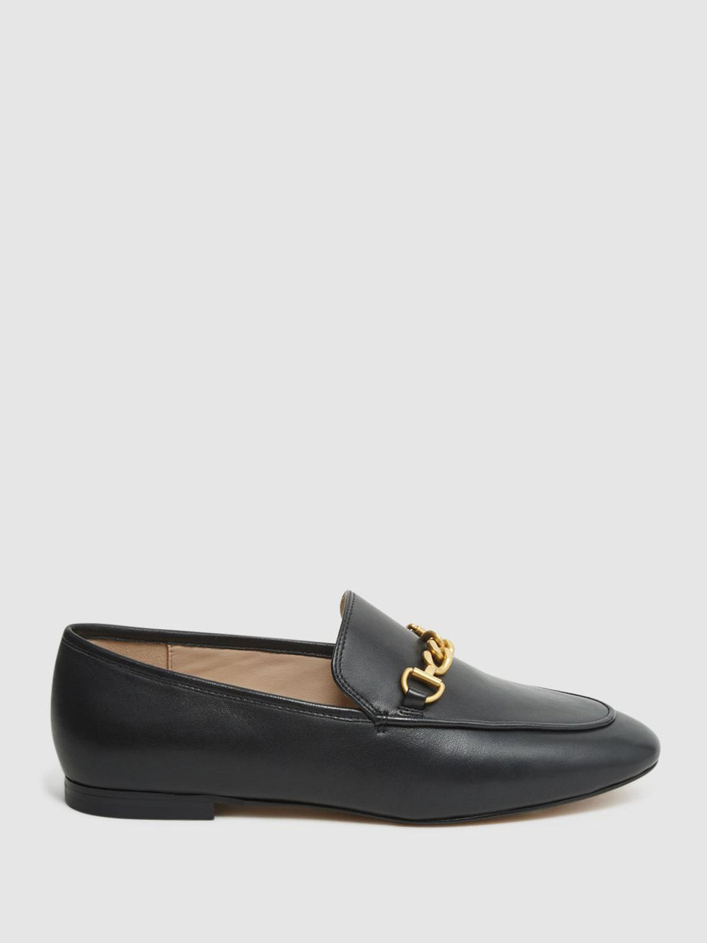 Reiss Flats | Evan Chain Detail Loafers Black - Women