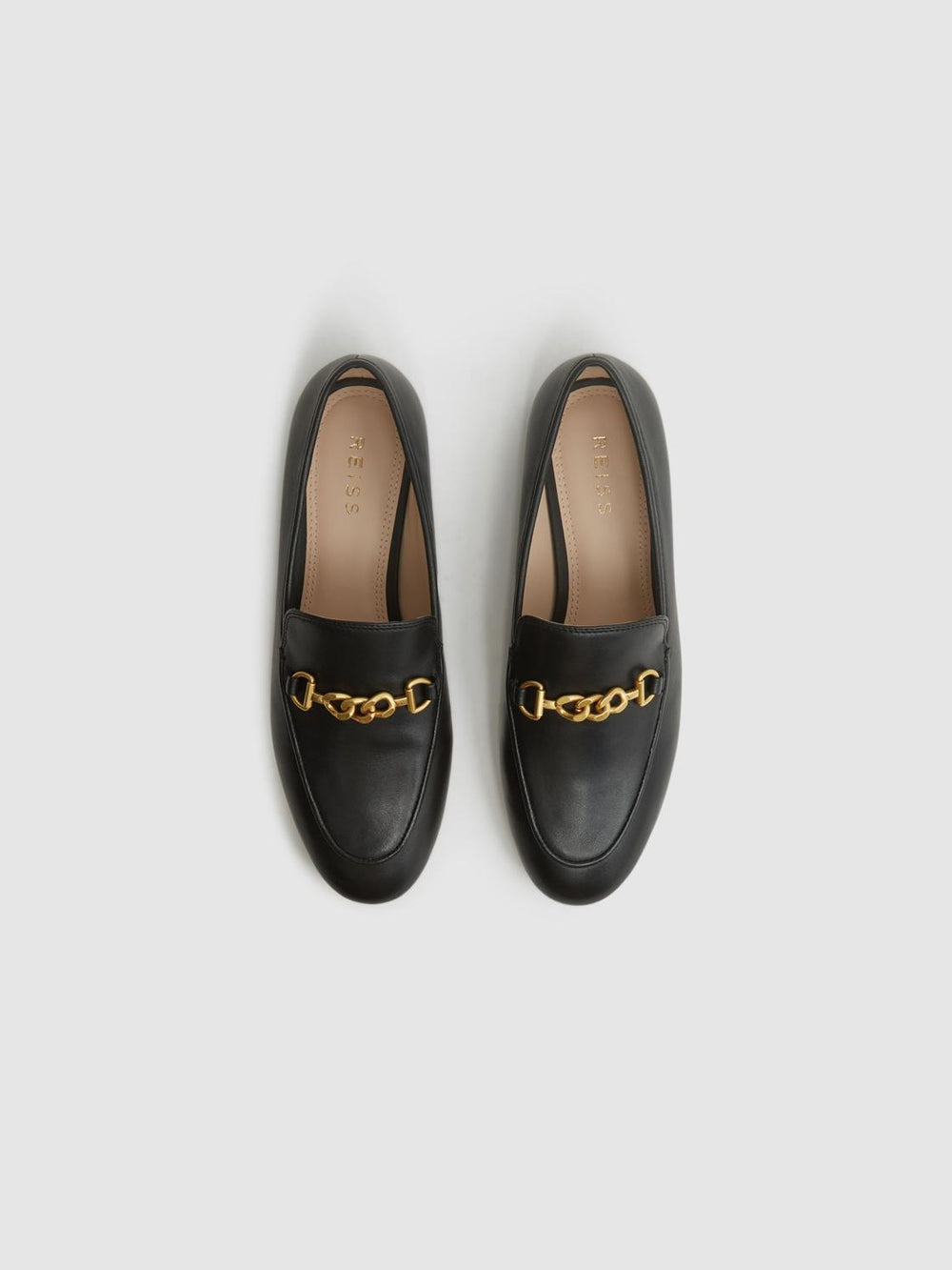 Reiss Flats | Evan Chain Detail Loafers Black - Women