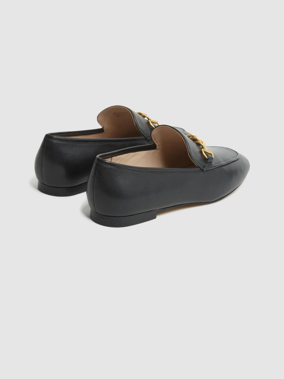 Reiss Flats | Evan Chain Detail Loafers Black - Women