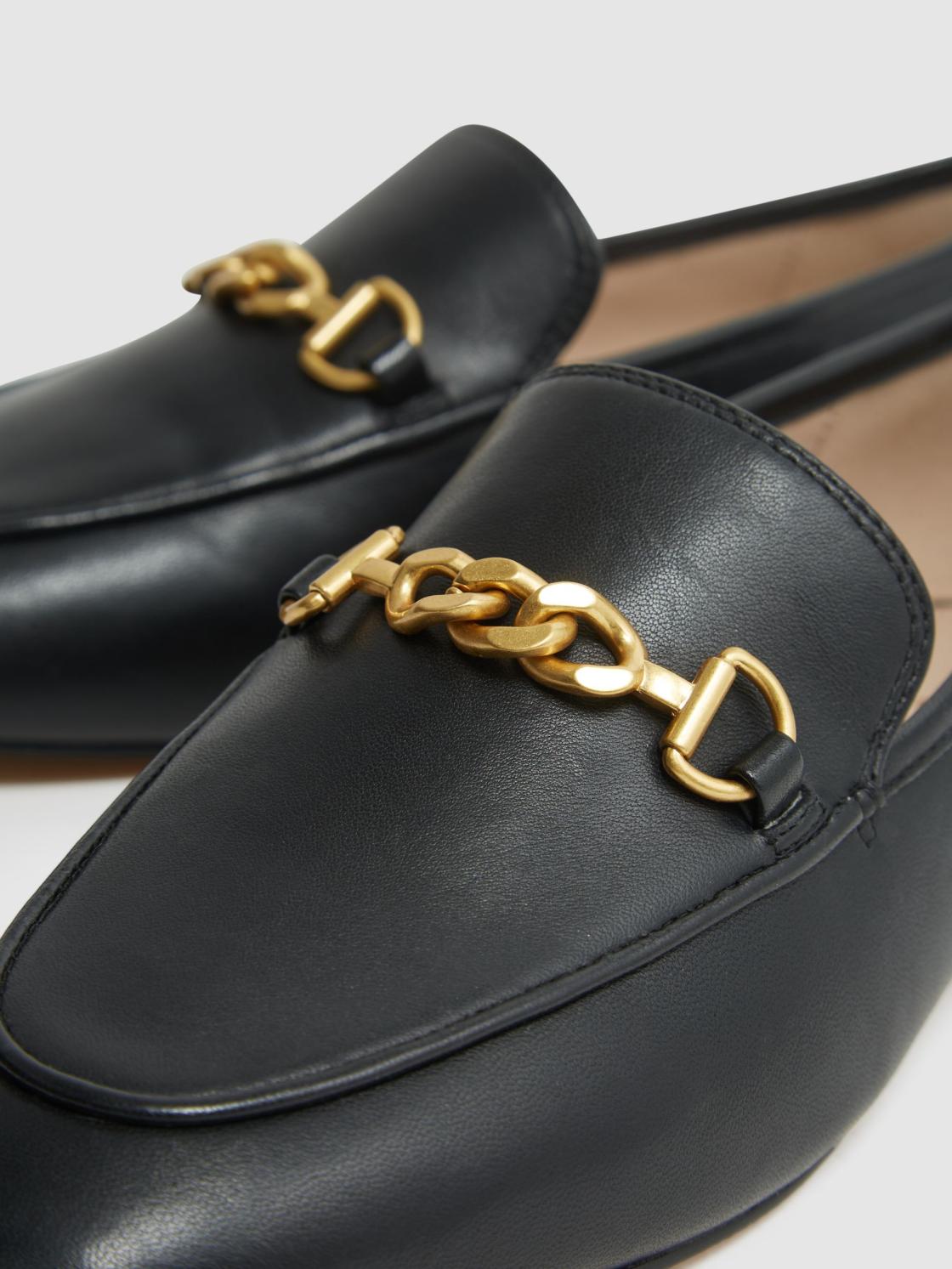 Reiss Flats | Evan Chain Detail Loafers Black - Women