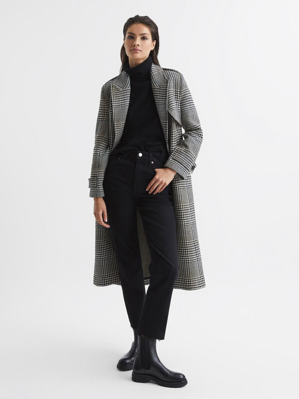 Reiss Flats | Thea Boots Leather Pull On Chelsea Boots Black - Women