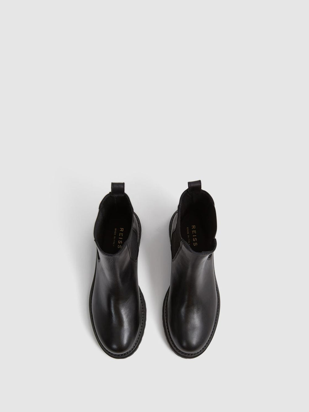 Reiss Flats | Thea Boots Leather Pull On Chelsea Boots Black - Women